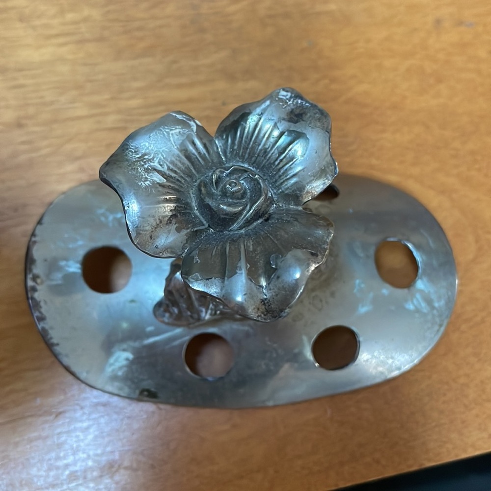 Vintage Silver Tone Frog Floral Frog - Picture 10 of 12